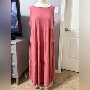 Zenana |  Sleeveless Pink Tiered Maxi Dress | 3X